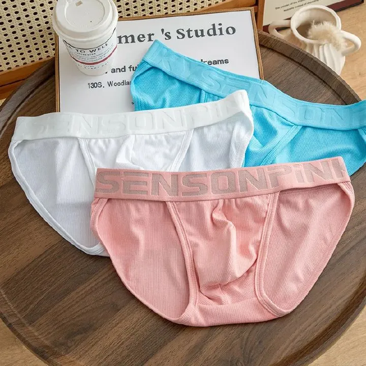 3PCS Mens cotton underwear letter low waist comfortable breathable sweat-absorbent youth briefs  Men's Mid Waist Modal Thread Underwear Triangle Pants Breathable Soft and Skincare Comfortable