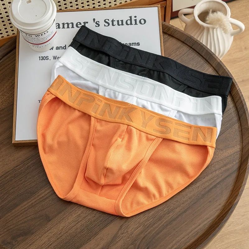 3PCS Mens cotton underwear letter low waist comfortable breathable sweat-absorbent youth briefs  Men's Mid Waist Modal Thread Underwear Triangle Pants Breathable Soft and Skincare Comfortable