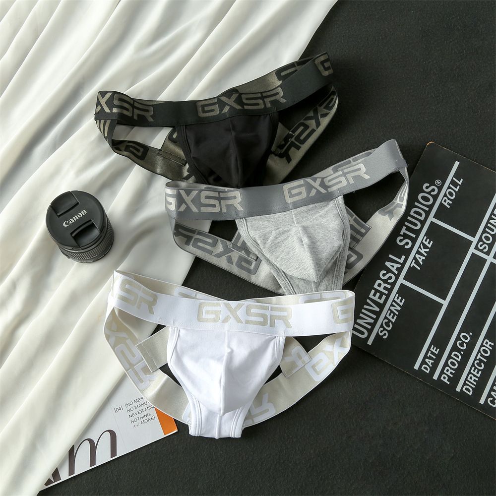 2PCS Men's Panties Jockstrap Men Underwear Gay Thong Man Briefs Underpants Slip Sexy Cotton Pouch Cuecas Thongs Homme G String New GXSR men's underwear cotton sexy cross back hollow low waist