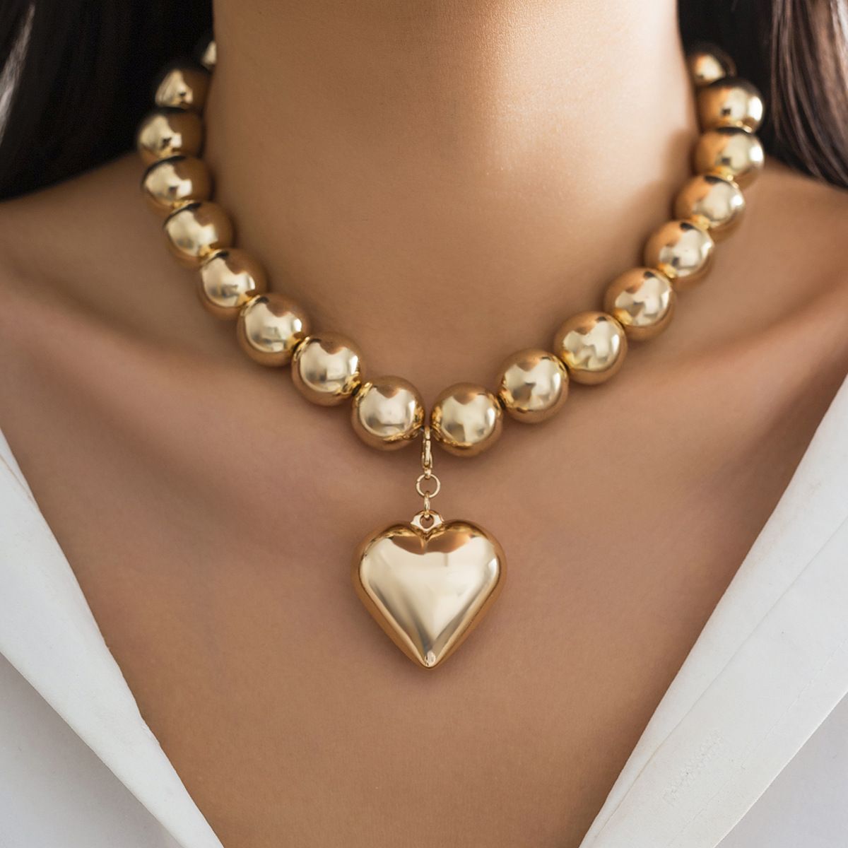 intage Silver-plate Geometric Exaggerated Artificial Pearl Chain Necklace For Women Female Fashion Boho Y2K Girl Jewelry Gift  Luxury Vintage Big Pearl Collar Choker 2024 New In Trend Jewelry Fashion