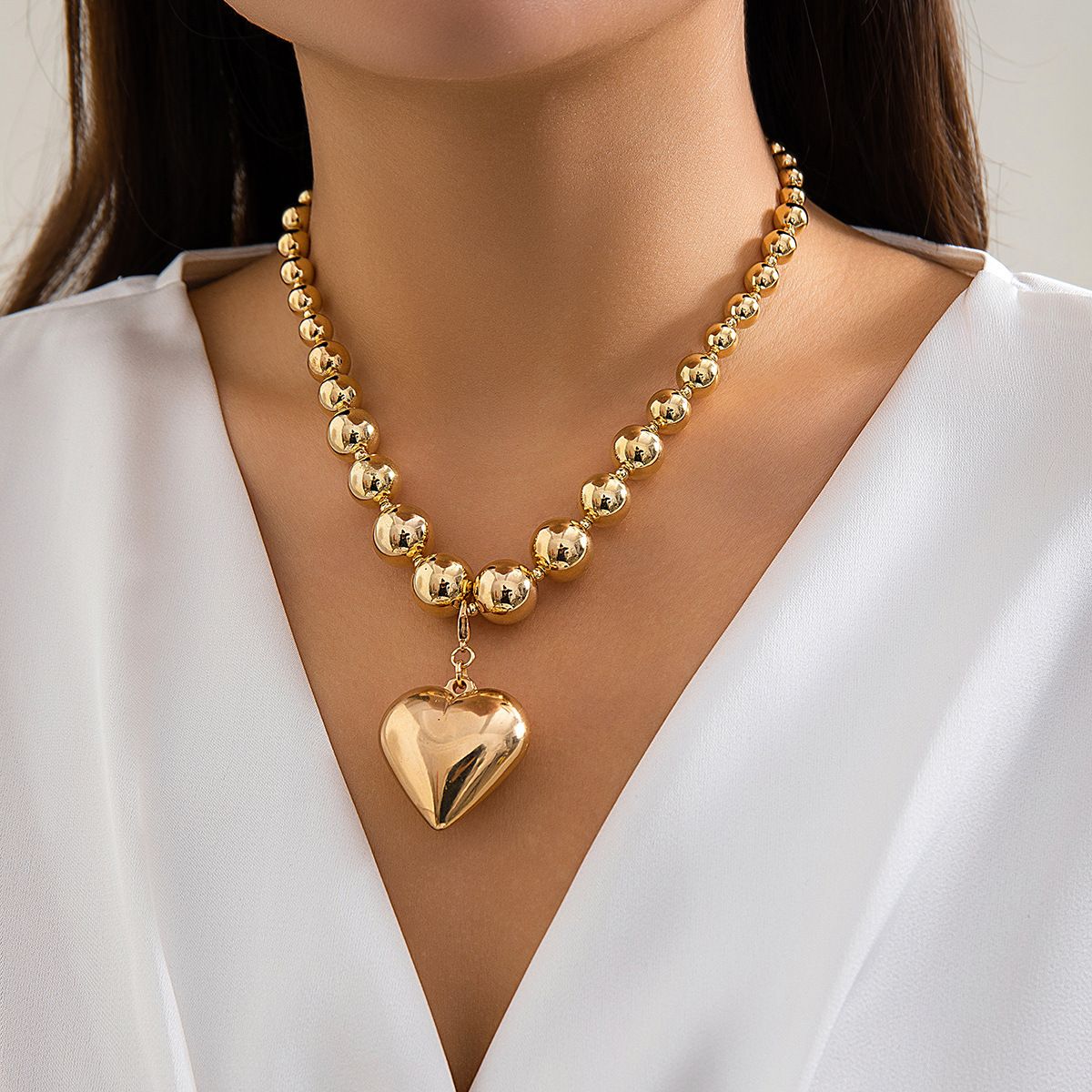 intage Silver-plate Geometric Exaggerated Artificial Pearl Chain Necklace For Women Female Fashion Boho Y2K Girl Jewelry Gift  Luxury Vintage Big Pearl Collar Choker 2024 New In Trend Jewelry Fashion