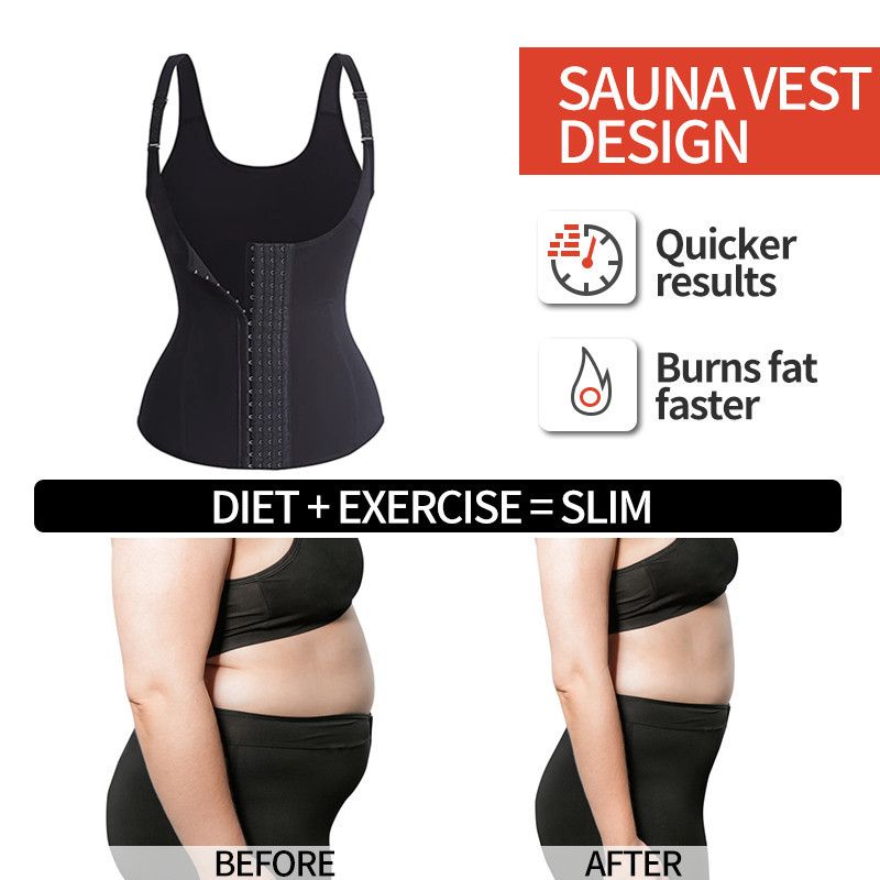 Waist Trainer Vest Slimming Corset for Weight Loss Body Shaper Sauna Suit Compression Shirt Belly Girdle Tops Shapewear Strap Waist Trainer Tank Top For Women Zipper Body Shaper Tummy Control Sleevele