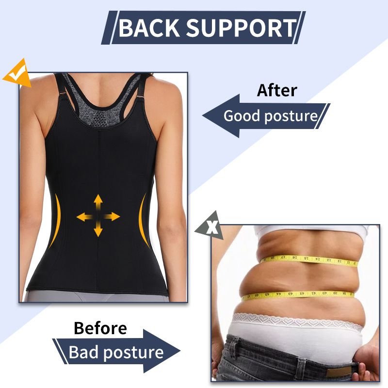 Waist Trainer Vest Slimming Corset for Weight Loss Body Shaper Sauna Suit Compression Shirt Belly Girdle Tops Shapewear Strap Waist Trainer Tank Top For Women Zipper Body Shaper Tummy Control Sleevele