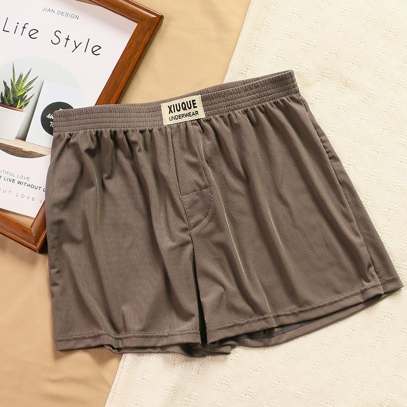2PCS Summer Cool Ice Silk Arrow Pants Men Thin Underwear Loose Pajamas Homewear Sports Underpant Youth Boys Large Size Boxer Shorts