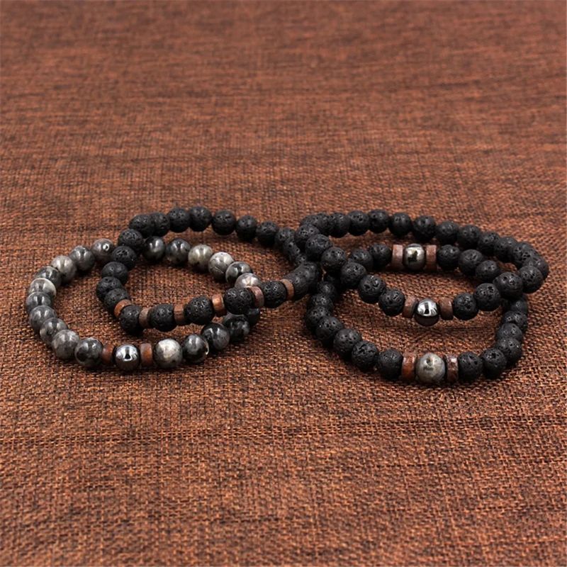 Volcanic Stone Bracelet for Men Lava Wooden Beads Bracelet Tibetan Buddha Wrist Chain Women Men Jewelry Gift New Bracelets
