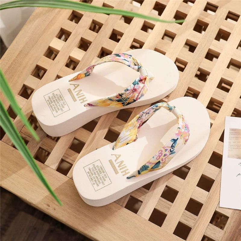 2025 Fashion Women Flip Flops Summer Beach Platform Slippers Casual Outside Wedges Sandals Summer Women Shoes Summer flip-flops women bohemian satin fabric straps casual limp heel beach sandals
