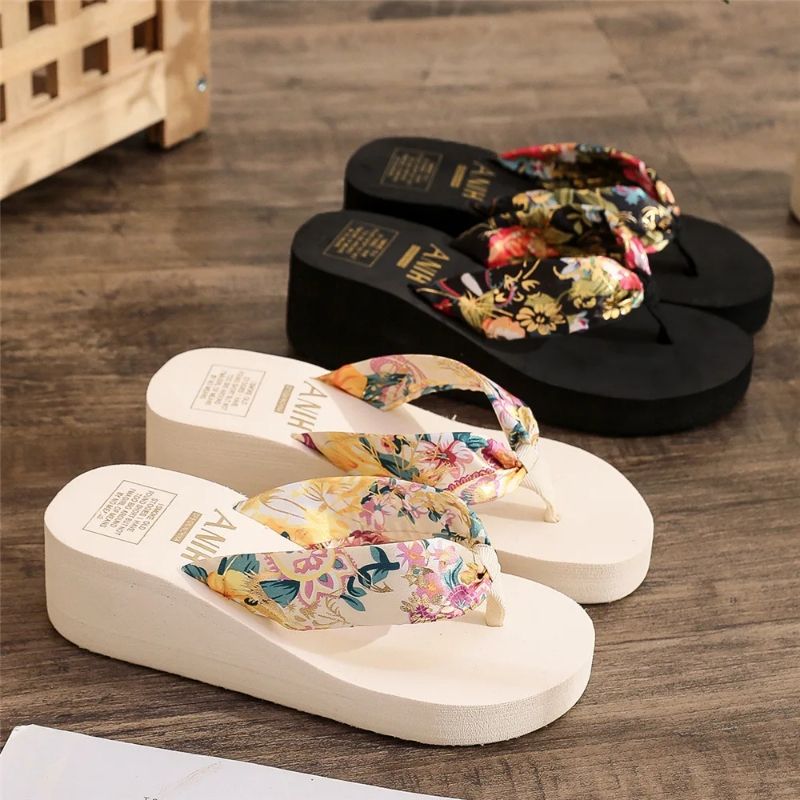 2025 Fashion Women Flip Flops Summer Beach Platform Slippers Casual Outside Wedges Sandals Summer Women Shoes Summer flip-flops women bohemian satin fabric straps casual limp heel beach sandals