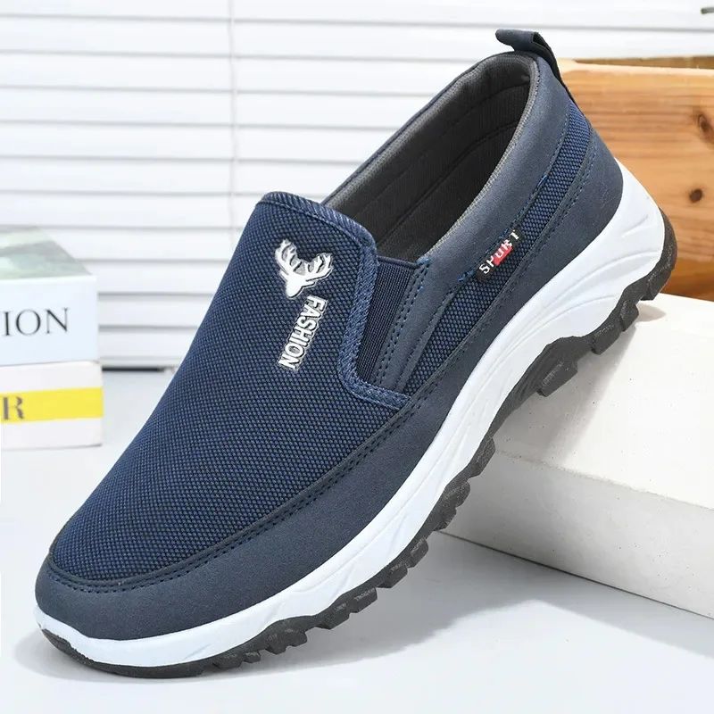 Clearance_Men's Canvas Shoes with Soft Soles Casual Breathable Comfortable Sliding Sleeves Men's Cloth Shoes  Lightweight Mesh Shoes Breathable Slip on Flats Men Fashion Walking Shoes Soft  Loafers