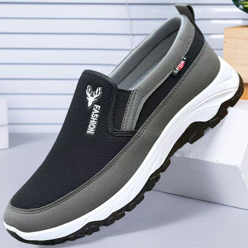 Clearance_Men's Canvas Shoes with Soft Soles Casual Breathable Comfortable Sliding Sleeves Men's Cloth Shoes  Lightweight Mesh Shoes Breathable Slip on Flats Men Fashion Walking Shoes Soft  Loafers