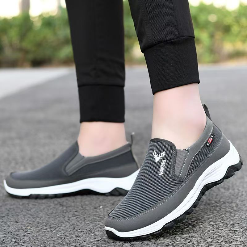 Clearance_Men's Canvas Shoes with Soft Soles Casual Breathable Comfortable Sliding Sleeves Men's Cloth Shoes  Lightweight Mesh Shoes Breathable Slip on Flats Men Fashion Walking Shoes Soft  Loafers