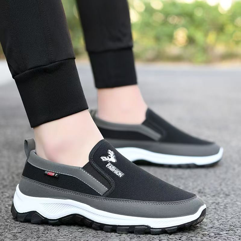 Clearance_Men's Canvas Shoes with Soft Soles Casual Breathable Comfortable Sliding Sleeves Men's Cloth Shoes  Lightweight Mesh Shoes Breathable Slip on Flats Men Fashion Walking Shoes Soft  Loafers