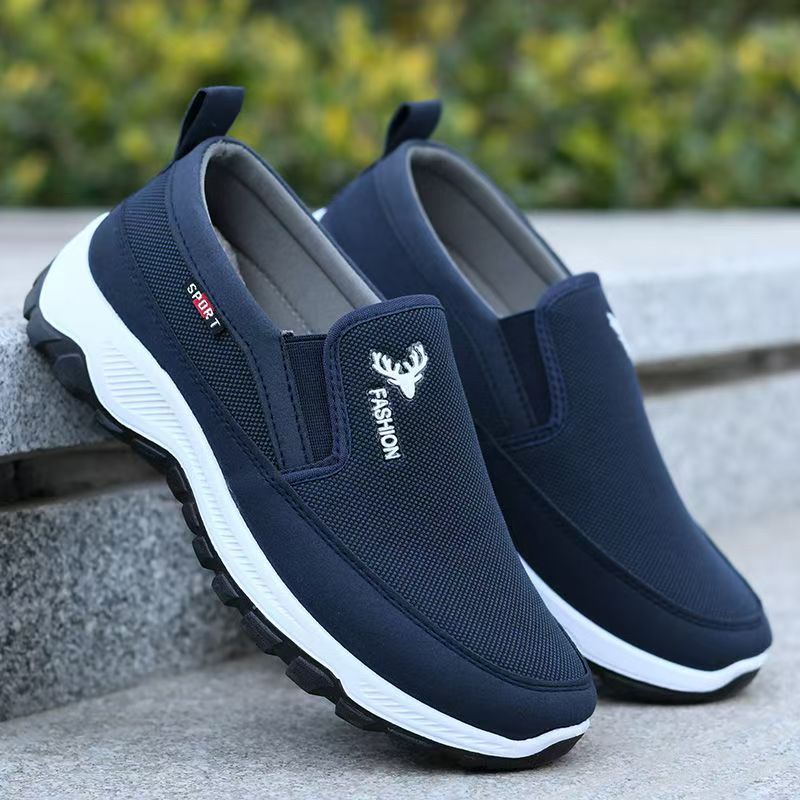 Clearance_Men's Canvas Shoes with Soft Soles Casual Breathable Comfortable Sliding Sleeves Men's Cloth Shoes  Lightweight Mesh Shoes Breathable Slip on Flats Men Fashion Walking Shoes Soft  Loafers