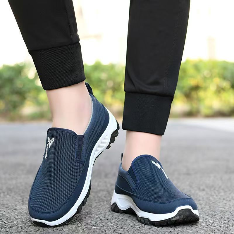 Clearance_Men's Canvas Shoes with Soft Soles Casual Breathable Comfortable Sliding Sleeves Men's Cloth Shoes  Lightweight Mesh Shoes Breathable Slip on Flats Men Fashion Walking Shoes Soft  Loafers