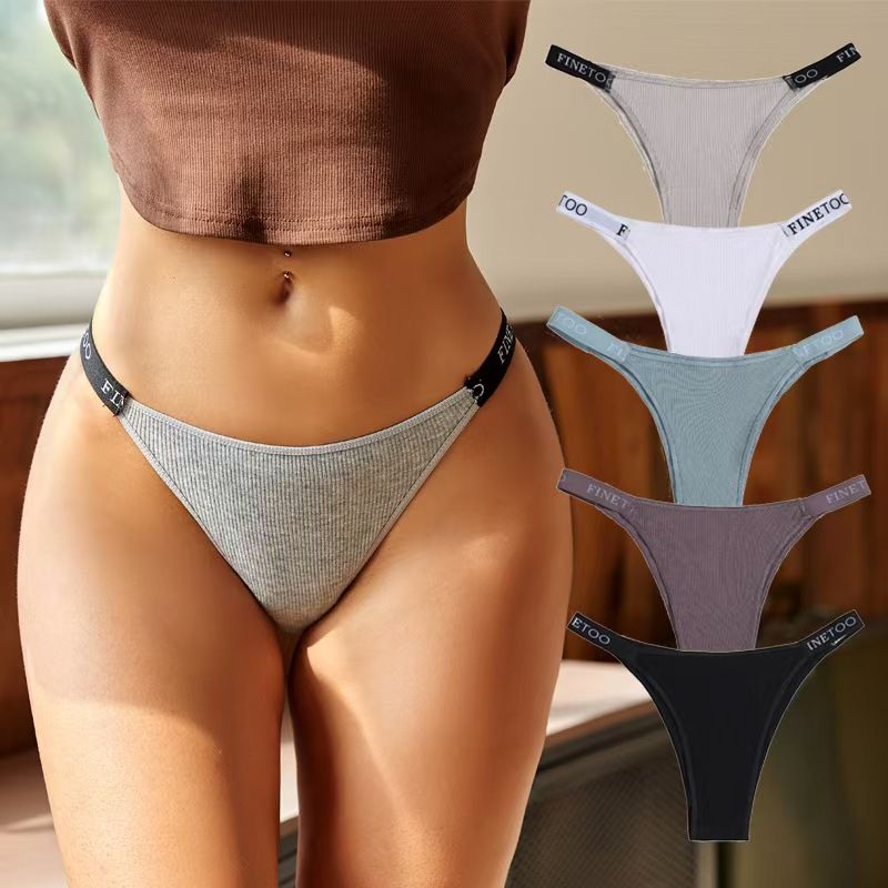 4PCS Cotton Panties Briefs Women Underpants Female Sexy Panties Thong Women's Pantys Underwear Solid Color Intimate Lingerie Low Waist Panties Women Thongs Sports Thong Shorts Briefs T-back Fitness