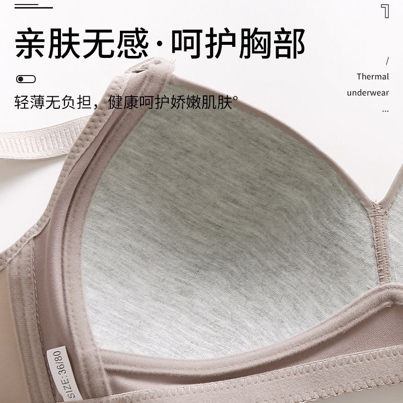 YUNJIFEI Mom Brassiere Without Steel Ring Breathable Gathered Ladies Underwear Non-magnetic Thin Cup Glossy Obese Female Ladies Bra