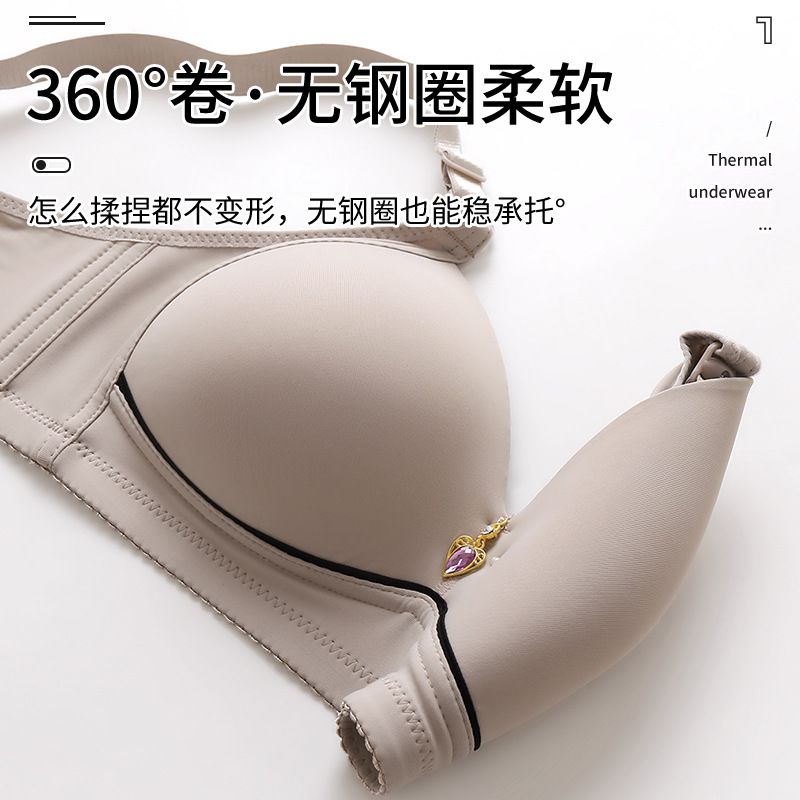 YUNJIFEI Mom Brassiere Without Steel Ring Breathable Gathered Ladies Underwear Non-magnetic Thin Cup Glossy Obese Female Ladies Bra