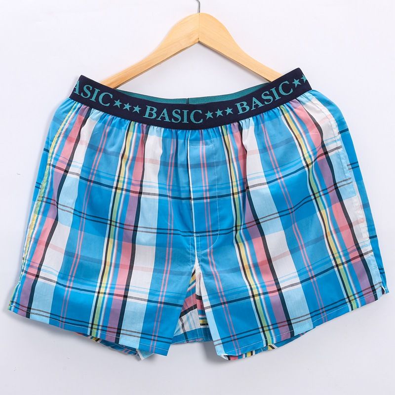 2PCS Mens Cotton Underwear Boxer Shorts Casual Plaid Elastic Waistband Button Mens Boxer Underwear Comfortable Shorts for Home Plaid Casual Short Pajama Shorts Sleep Underpants Plaid Loose Knickers