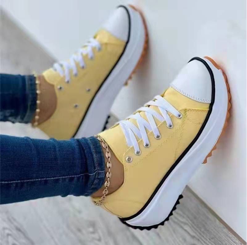 36-43 Summer New Women Fashion Casual Shoes Plus Size 42 Woman Platform Canvas Breathable Sport Shoes Female Lace Up Tennis Sneakers Women's classic canvas shoes thick sole lace-up white sneakers