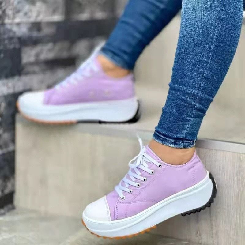 36-43 Summer New Women Fashion Casual Shoes Plus Size 42 Woman Platform Canvas Breathable Sport Shoes Female Lace Up Tennis Sneakers Women's classic canvas shoes thick sole lace-up white sneakers
