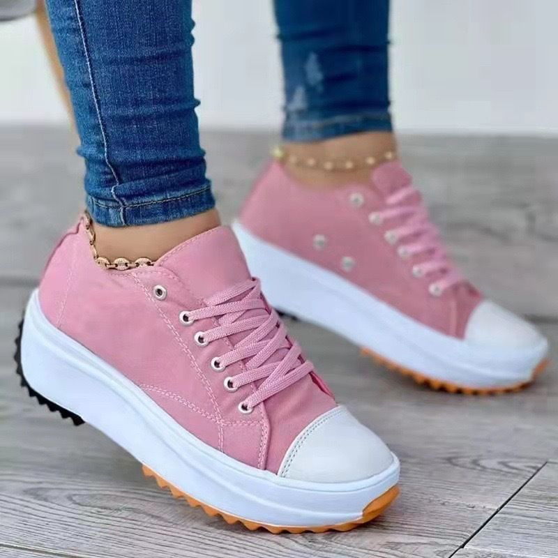 36-43 Summer New Women Fashion Casual Shoes Plus Size 42 Woman Platform Canvas Breathable Sport Shoes Female Lace Up Tennis Sneakers Women's classic canvas shoes thick sole lace-up white sneakers
