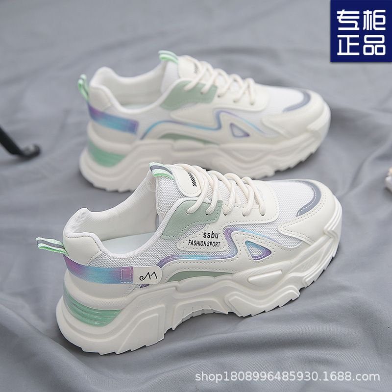 2025 Sneakers Women Platform Flat Shoes Woman Shoes Green Casual Trainers Ladies Chunky Sneakers Women Shoes Fashion Woman Casual Sneakers Women Flats Mesh Breathable Running Walking