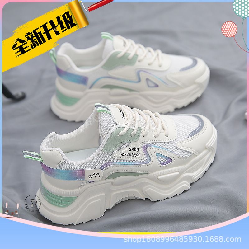 2025 Sneakers Women Platform Flat Shoes Woman Shoes Green Casual Trainers Ladies Chunky Sneakers Women Shoes Fashion Woman Casual Sneakers Women Flats Mesh Breathable Running Walking