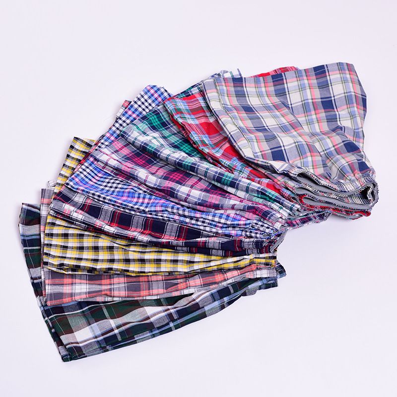 2PCS M-3XL Mens Cotton Underwear Boxer Shorts Casual Plaid Elastic Waistband Button Mens Boxer Underwear Comfortable Shorts for Home Large Size Shorts Cotton Mens Aro Pants Pajama Sleeping Arrow Pant