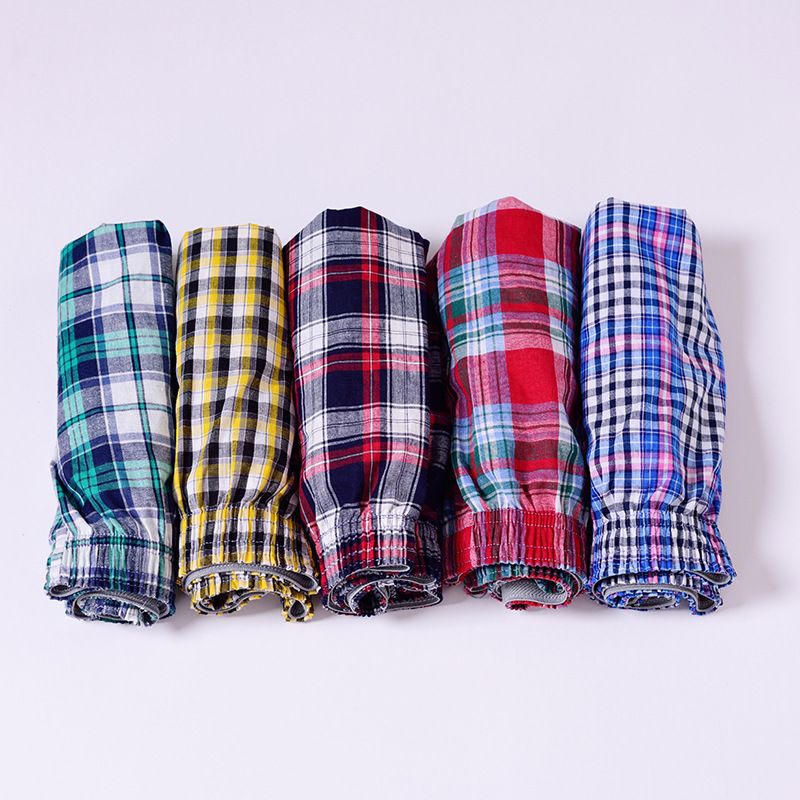 2PCS M-3XL Mens Cotton Underwear Boxer Shorts Casual Plaid Elastic Waistband Button Mens Boxer Underwear Comfortable Shorts for Home Large Size Shorts Cotton Mens Aro Pants Pajama Sleeping Arrow Pant