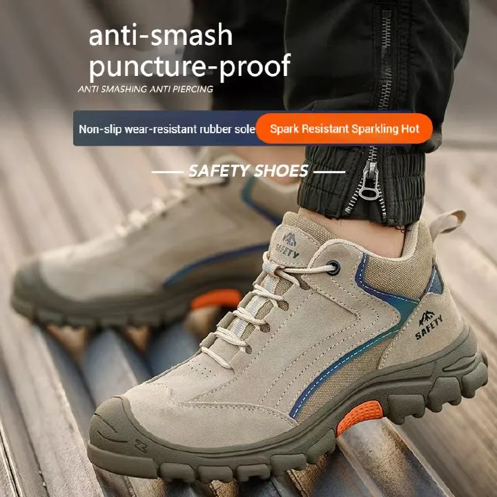 Safety Shoes Men Steel Toe Work Shoes Anti-smash Anti-puncture Indestructible Shoes Protective Boots Industrial Shoes Men's lightweight steel head anti impact and anti puncture protective shoes