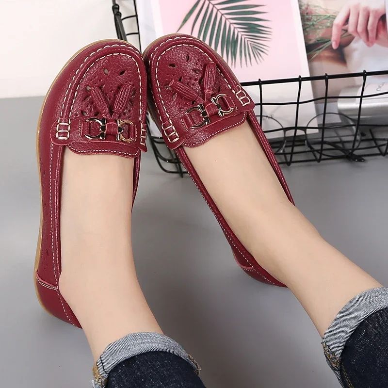 Genuine Leather Flats Shoes Women Loafers Trend Vintage Suede Loafers Women's Casual British Style Flat Single Shoes Dress High Heeled Shoes Elegant Low Heeled Women's Shoes Formal Fashion Light Cut
