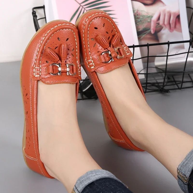 Genuine Leather Flats Shoes Women Loafers Trend Vintage Suede Loafers Women's Casual British Style Flat Single Shoes Dress High Heeled Shoes Elegant Low Heeled Women's Shoes Formal Fashion Light Cut
