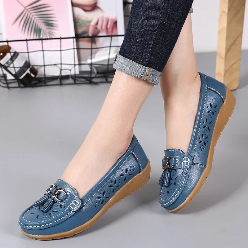 Genuine Leather Flats Shoes Women Loafers Trend Vintage Suede Loafers Women's Casual British Style Flat Single Shoes Dress High Heeled Shoes Elegant Low Heeled Women's Shoes Formal Fashion Light Cut