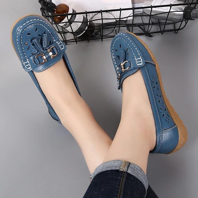 Genuine Leather Flats Shoes Women Loafers Trend Vintage Suede Loafers Women's Casual British Style Flat Single Shoes Dress High Heeled Shoes Elegant Low Heeled Women's Shoes Formal Fashion Light Cut