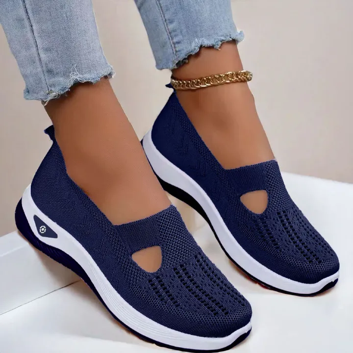 New women's sports shoes, fashionable, breathable, lightweight, non-slip, wear-resistant, casual sports shoes, flat shoes Barefoot Walking Shoes for Women Mesh Breathable Comfortable Orthopedic Shoes