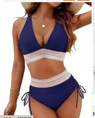 S-5XL 2025 Women's Shoulder High Waist Split Bikini Swimsuit Set with Chest Cushion and Adjustable Shoulder Straps
Summer Beachwear Women Textured Bikini Set Wide Shoulder Belt Swimwear High Waist