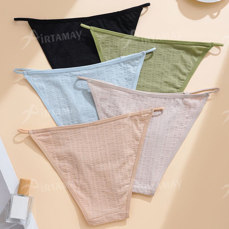 3PCS/SET Women Cotton Panties Women Sexy Low Rise Briefs Female Breathbale Underwear Low Waist Bikini Briefs Cotton Low Waist Sexy Women Underwear Fashion Rope Temptation Thong Soft Slim Fit Girl