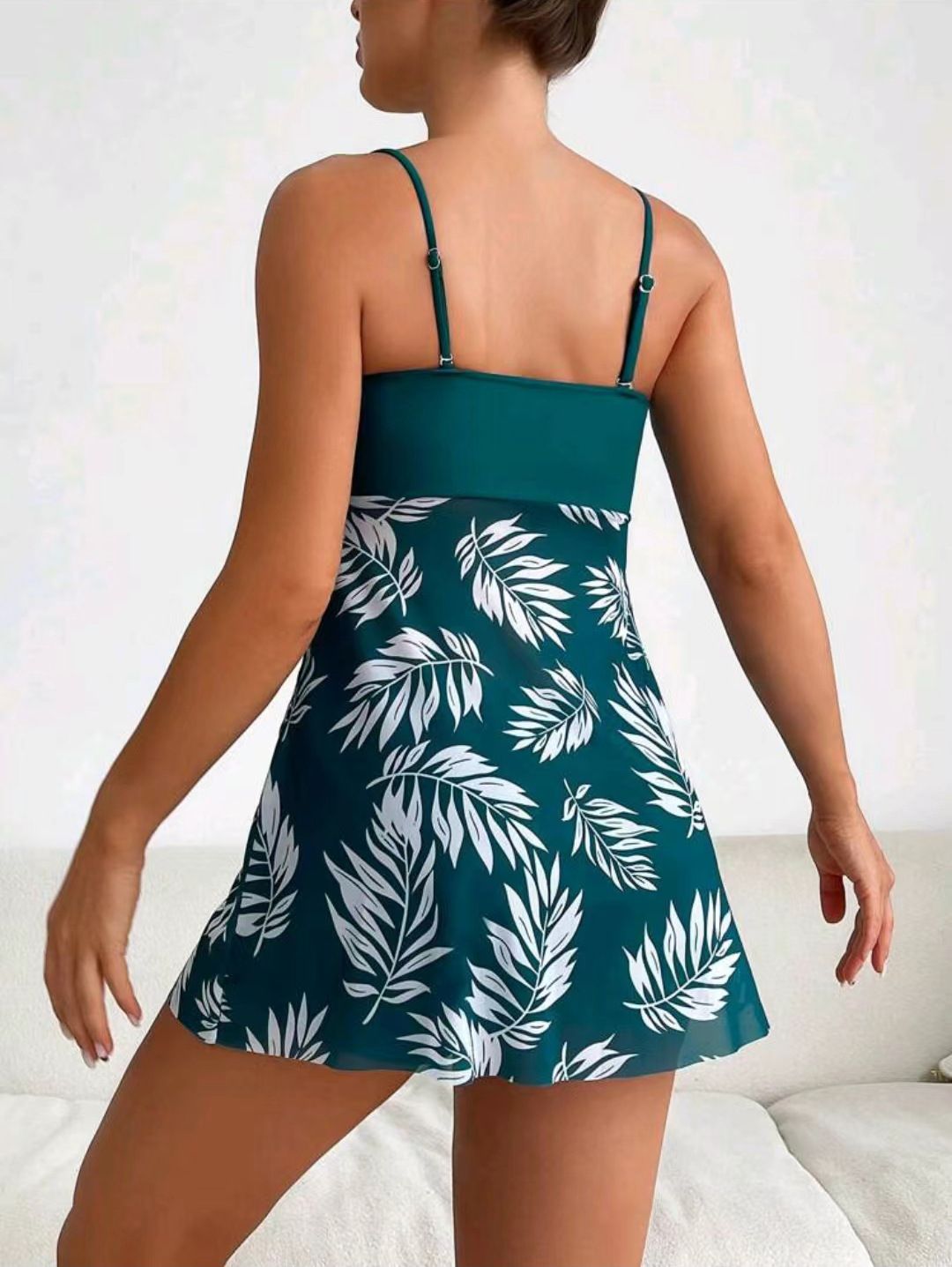 2025 Short Dress Tankini With Shorts Swimsuit Women Swimwear Female Padded Printed Bathing Swim Suit Swimming Beachwear Summer Short Dress Tankini With Shorts Swimsuit Women Swimwear Female Padded Pri