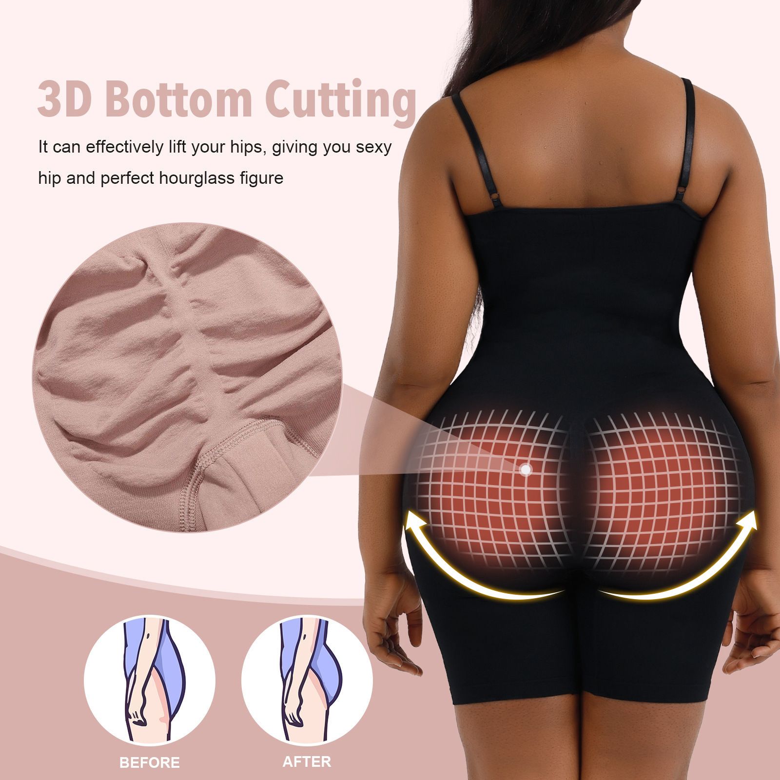 Solid Seamless Shaping Shapewear Bodysuit, Tummy Control Butt Lifting Slimmer Body Shaper Comfort Seamless Bodysuit Plus Size Tummy Control Shapewear Flat Belly Slimming Underwear Full Body Shaper