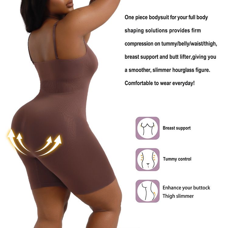 Solid Seamless Shaping Shapewear Bodysuit, Tummy Control Butt Lifting Slimmer Body Shaper Comfort Seamless Bodysuit Plus Size Tummy Control Shapewear Flat Belly Slimming Underwear Full Body Shaper