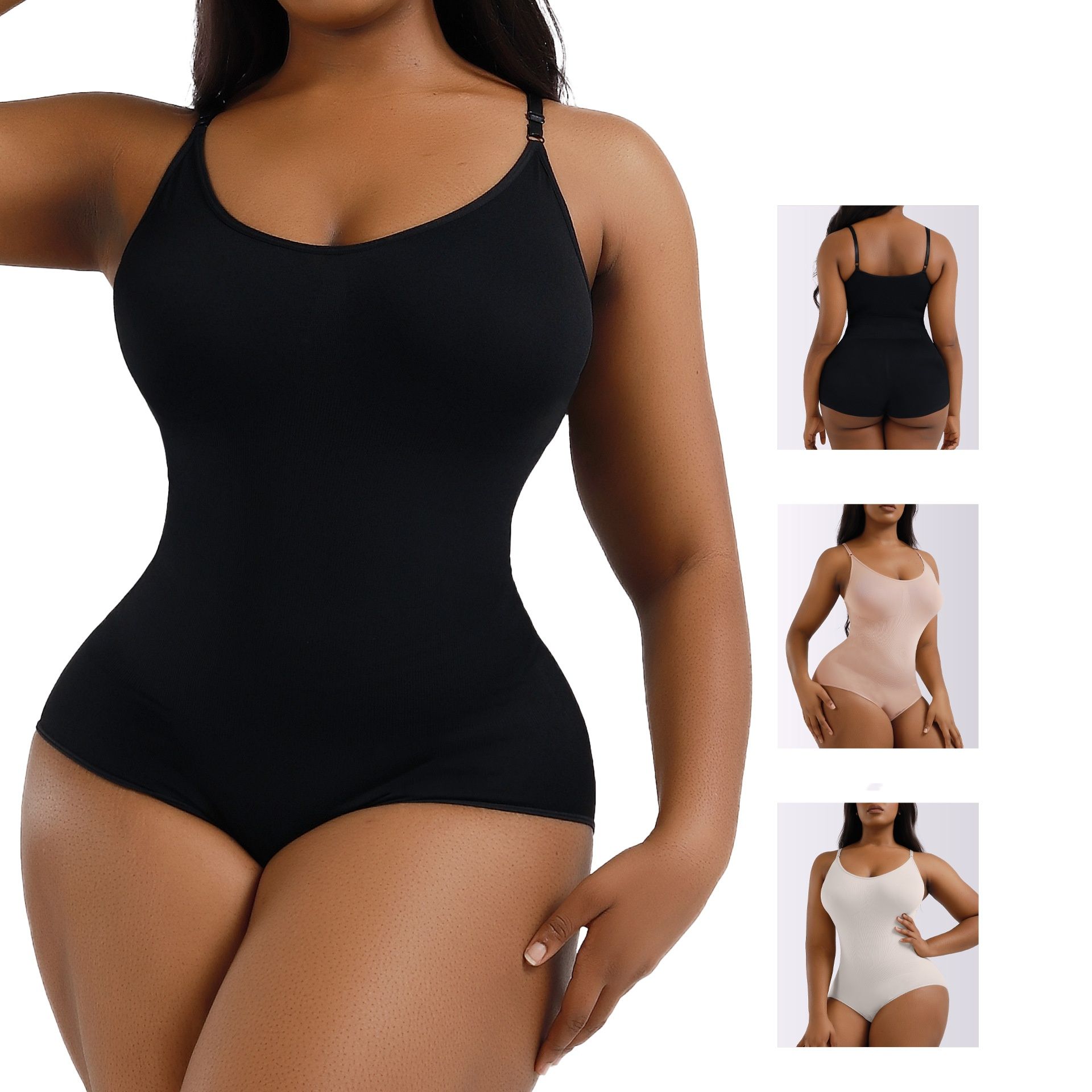 Solid Seamless Shaping Shapewear Bodysuit, Tummy Control Butt Lifting Slimmer Body Shaper Comfort Seamless Bodysuit Plus Size Tummy Control Shapewear Flat Belly Slimming Underwear Full Body Shaper