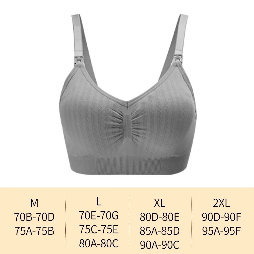 2PCS High Quality Single Handed Front Buckle Nursing Bra Breathable Women Breastfeeding Underwear Seamless Maternity Bra Push Up Front Open Nursing Bra Maternity Jelly Gel Laser Cutting Seamless