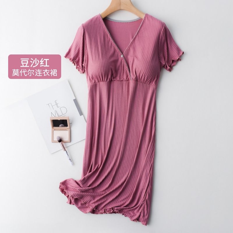 Modal Maternity Clothes Breastfeeding Nightgowns Nursing Sleepwear Hospital Loose Fitting Breast Feeding Pajamas Pregnancy Dress