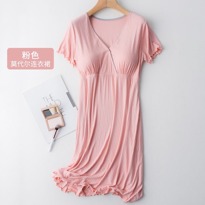 Modal Maternity Clothes Breastfeeding Nightgowns Nursing Sleepwear Hospital Loose Fitting Breast Feeding Pajamas Pregnancy Dress