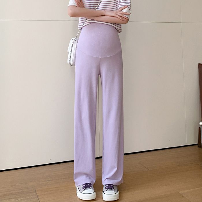 Summer Maternity Pants Summer Ice Silk Pants Wide Leg Pants Thin Wear Loose Pleated Maternity Nine-point Pants