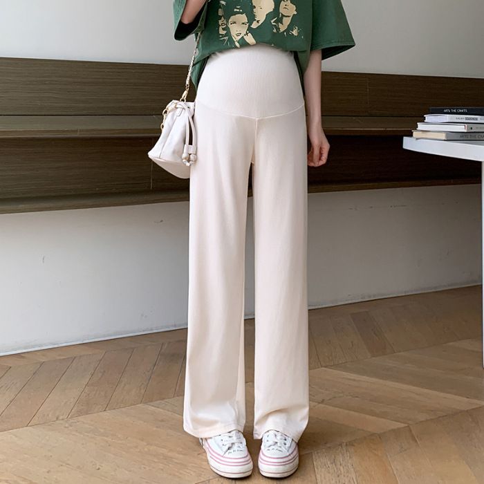 Summer Maternity Pants Summer Ice Silk Pants Wide Leg Pants Thin Wear Loose Pleated Maternity Nine-point Pants