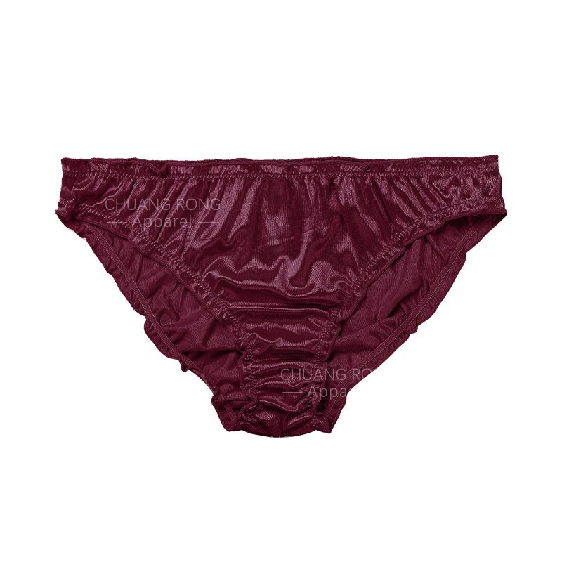 3PCS Women's panties Sexy Super Stretch Underpants Female Lingerie Low-Waist Satin Briefs Breathable And Comfortable Underwear Ladies Frill Trim Satin Ice Silk Seamless Underwear