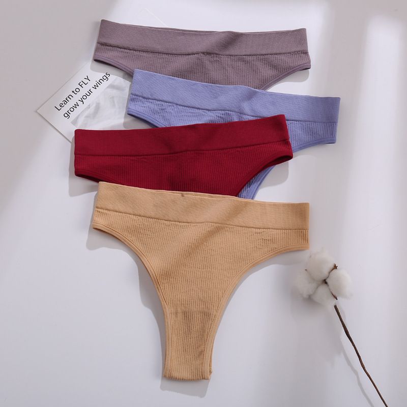 4PCS/Set Women's Cotton Panties Seamless High Waisted Thongs Comfortable Sexy Female Underpants Panties Briefs Intimates S-XL