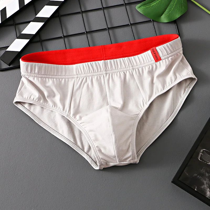 3PCS Solid Cotton Briefs Men's Convex Pouch Panties Youth Fasion Lingerie Low Rise Breathable Men's Comfortable Underwear Solid Color Men's Briefs Sexy Shorts Men's Panties Breathable