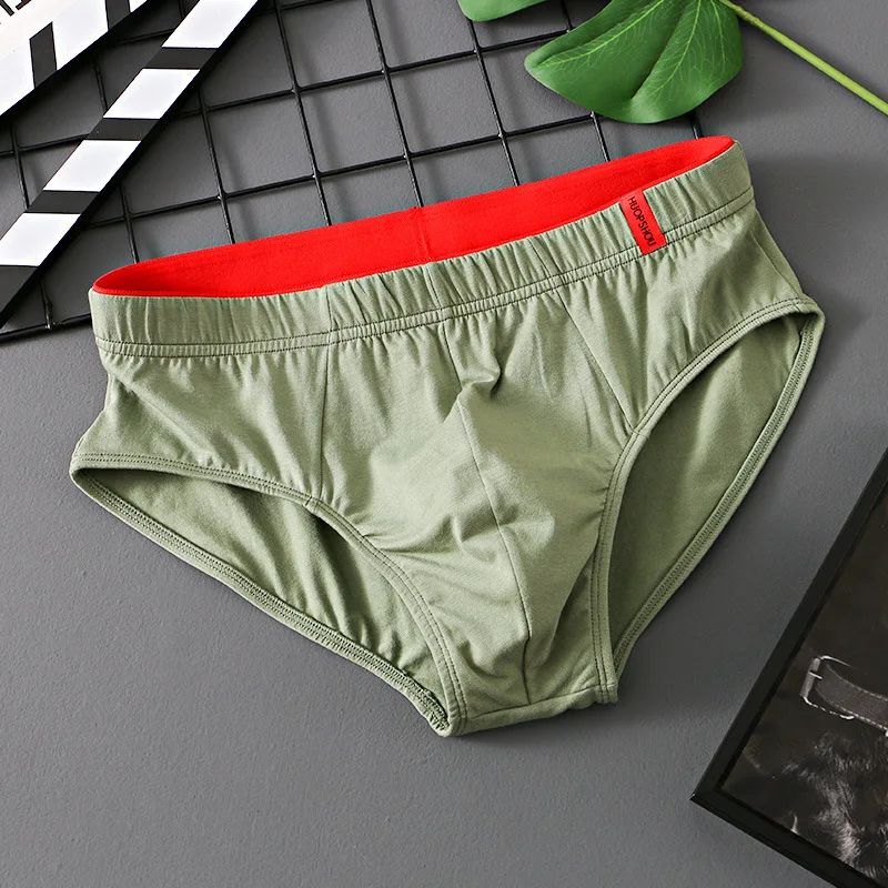 3PCS Solid Cotton Briefs Men's Convex Pouch Panties Youth Fasion Lingerie Low Rise Breathable Men's Comfortable Underwear Solid Color Men's Briefs Sexy Shorts Men's Panties Breathable