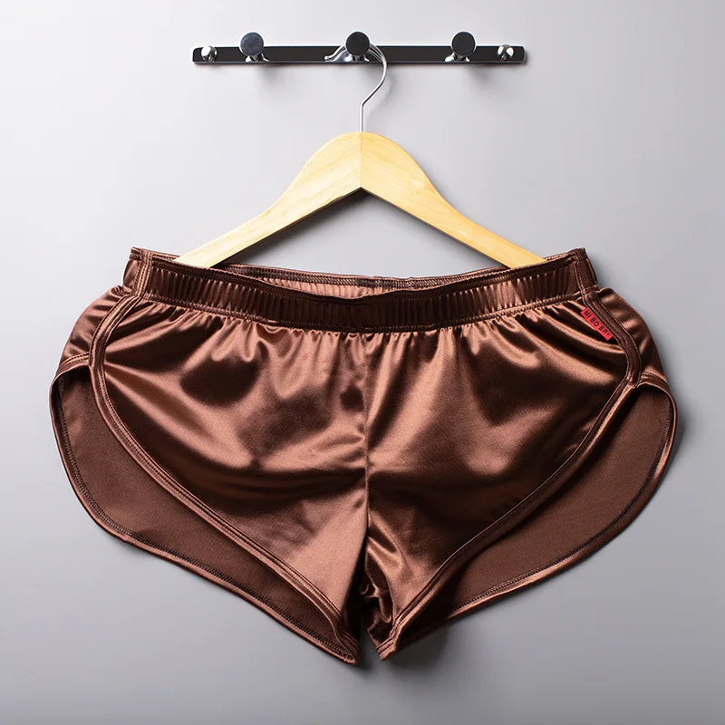 2PC Men's underwear Arrowhead Boxer plus size sports underwear silky pajamas home pants men's shorts Underwear Boxers Men's Boxer Trunks Smooth Satin Pajamas Shorts Side Split Lounge Boxershorts